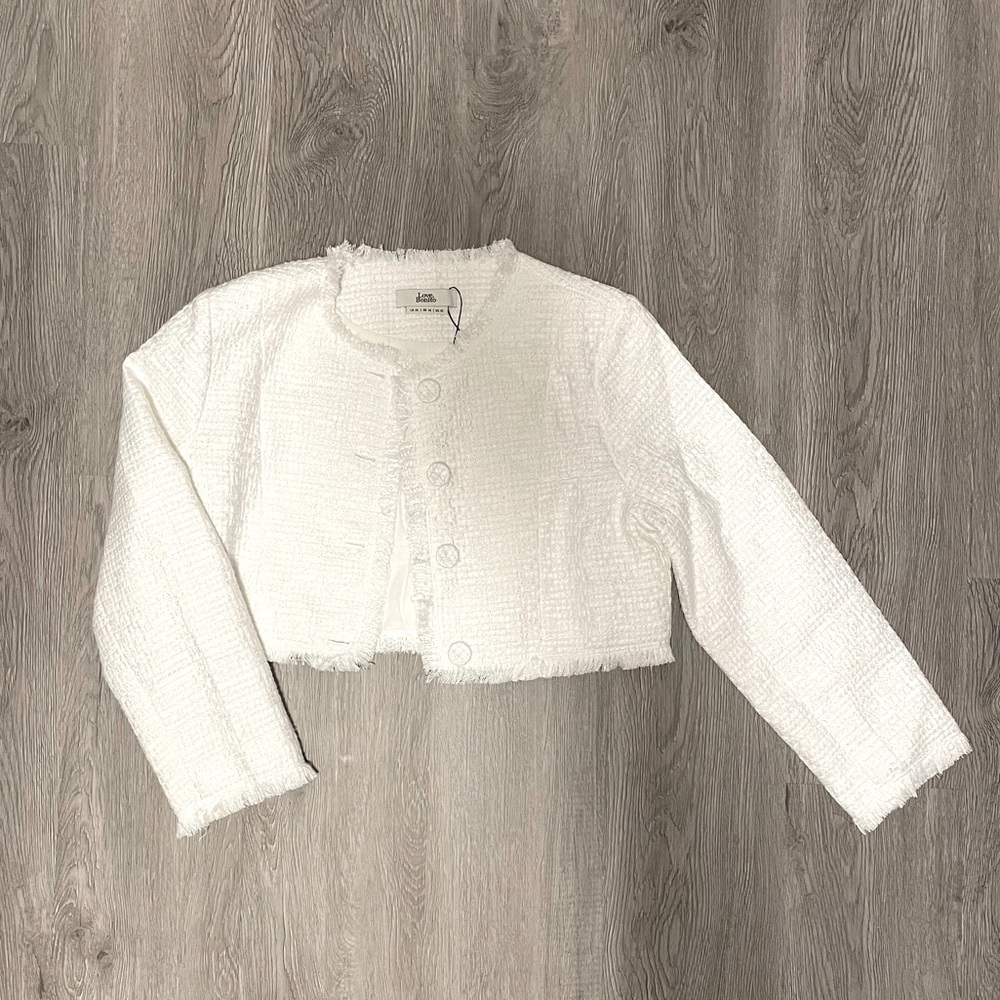 Love, Bonito Tweed White Cropped Jacket